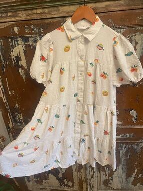 Jane and Delancey Linen Blend Multi Pattern Short Sleeve Mini Dress